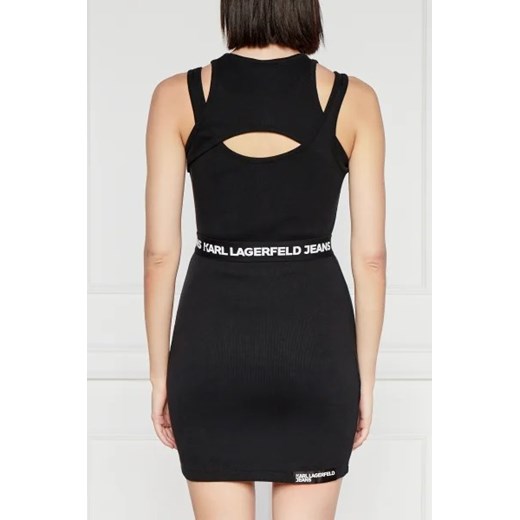 Sukienka Karl Lagerfeld dopasowana bez rękawów mini z elastanu z okrągłym dekoltem 