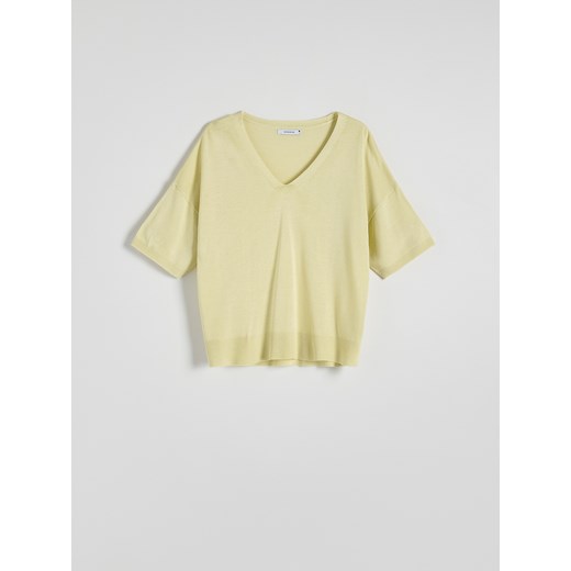 Reserved - Bluzka z wiskozą - jasnożółty ze sklepu Reserved w kategorii Bluzki damskie - zdjęcie 172189899