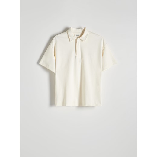Reserved - Koszulka polo boxy - złamana biel ze sklepu Reserved w kategorii T-shirty męskie - zdjęcie 172190196