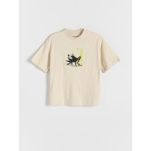 Reserved - T-shirt oversize z nadrukiem - złamana biel ze sklepu Reserved w kategorii T-shirty chłopięce - zdjęcie 172190206