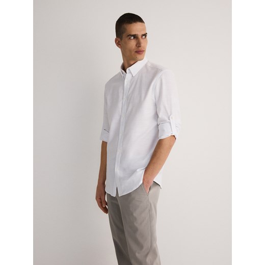 Reserved - Bawełniana koszula regular fit - biały ze sklepu Reserved w kategorii Koszule męskie - zdjęcie 172190215