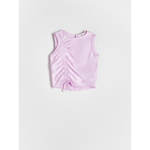 Reserved - Bluzka z marszczeniem - lawendowy ze sklepu Reserved w kategorii Bluzki dziewczęce - zdjęcie 172190307