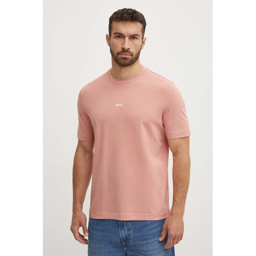BOSS t-shirt BOSS ORANGE męski kolor różowy gładki 50473278 ze sklepu ANSWEAR.com w kategorii T-shirty męskie - zdjęcie 172192025