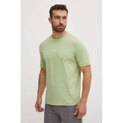 BOSS t-shirt BOSS ORANGE męski kolor zielony gładki 50473278 ze sklepu ANSWEAR.com w kategorii T-shirty męskie - zdjęcie 172192029