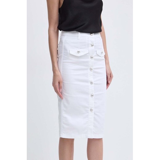 Liu Jo spódnica kolor biały midi ołówkowa ze sklepu ANSWEAR.com w kategorii Spódnice - zdjęcie 172192108