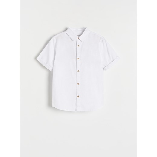 Reserved - Koszula z lnem - biały ze sklepu Reserved w kategorii Koszule chłopięce - zdjęcie 172194689
