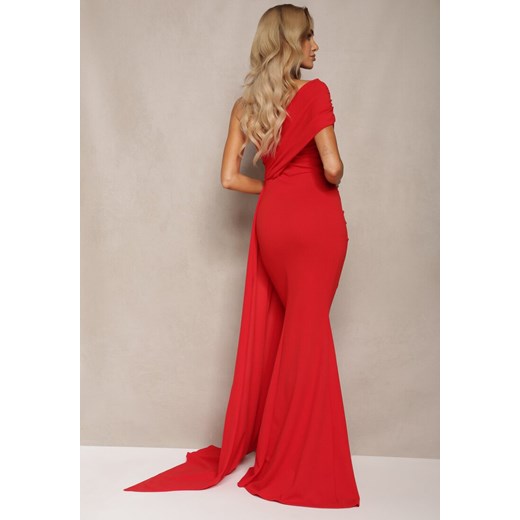 Czerwona Sukienka Maxi bez Ramiączek z Ozdobnym Trenem i Marszczeniem Kaliel Renee L promocja Renee odzież