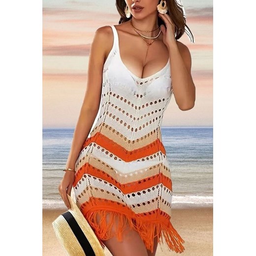 Sukienka FLORZA ORANGE ze sklepu Ivet Shop w kategorii Odzież plażowa - zdjęcie 172195527