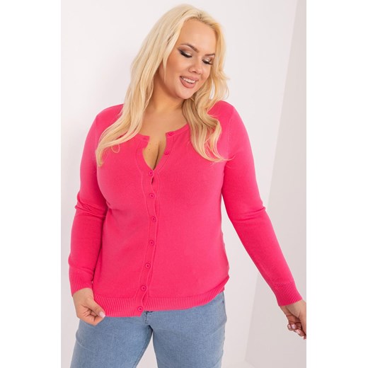 Klasyczny Sweter Plus Size Na Guziki ciemny różowy ze sklepu 5.10.15 w kategorii Swetry damskie - zdjęcie 172195626