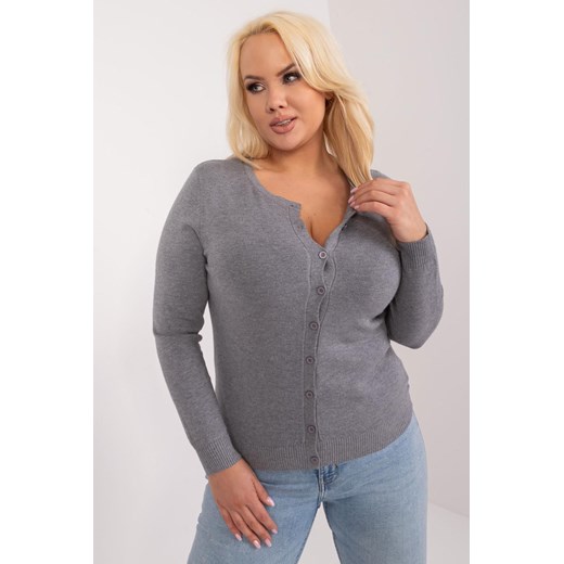 Klasyczny Sweter Plus Size Na Guziki ciemny szary ze sklepu 5.10.15 w kategorii Swetry damskie - zdjęcie 172195675
