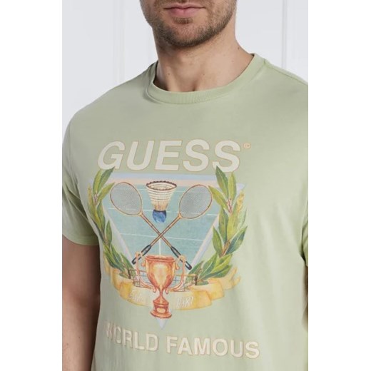 T-shirt męski zielony Guess 