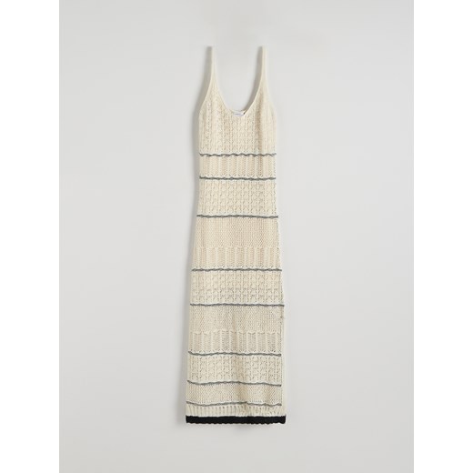 Reserved - Dzianinowa sukienka maxi na ramiączkach - kremowy ze sklepu Reserved w kategorii Sukienki - zdjęcie 172197185