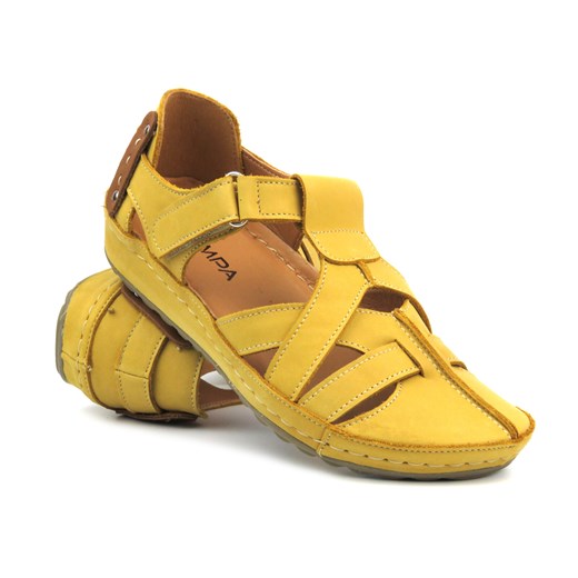 Wygodne półbuty, sandały damskie - Kampa 74, żółte ze sklepu ulubioneobuwie w kategorii Półbuty damskie - zdjęcie 172197429