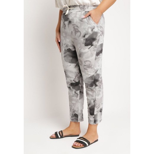 Szare Spodnie z Gumką w Pasie i Wsuwanymi Kieszonkami Civira ze sklepu Born2be Odzież w kategorii Spodnie damskie - zdjęcie 172199159