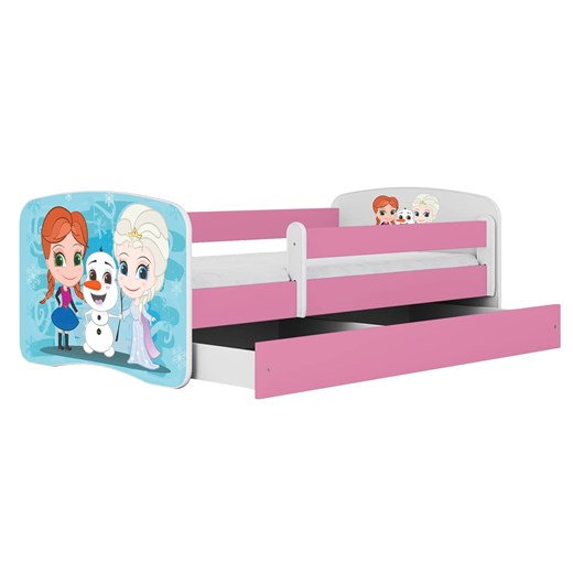 Łóżko dziewczęce z barierką Happy 2X mix 80x180 - różowe ze sklepu Edinos.pl w kategorii Łóżka dziecięce - zdjęcie 172200246