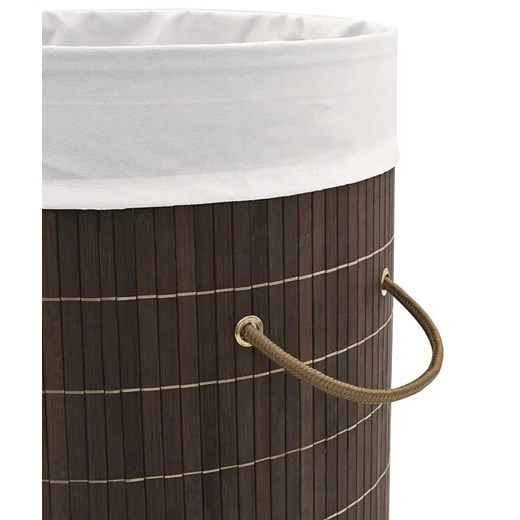 Okrągły bambusowy kosz na pranie Lavandi 2X - ciemnobrązowy Elior One Size wyprzedaż Edinos.pl