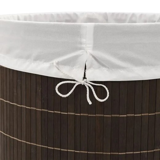 Okrągły bambusowy kosz na pranie Lavandi 2X - ciemnobrązowy Elior One Size okazyjna cena Edinos.pl