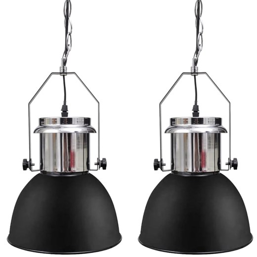 Dwie czarne regulowane lampy wiszące loft - E984-Agito ze sklepu Edinos.pl w kategorii Lampy wiszące - zdjęcie 172201309