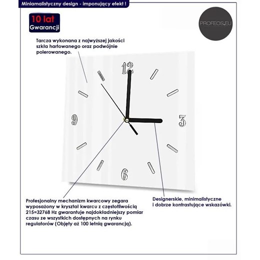 Szklany zegar ścienny Liptos 8R - 5 kolorów Profeos One Size Edinos.pl