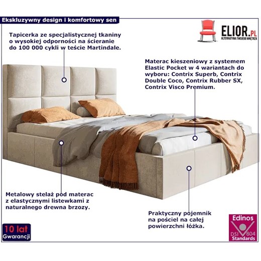 Jednoosobowe łóżko z pojemnikiem 120x200 Nikos 3X - 36 kolorów Elior One Size okazja Edinos.pl