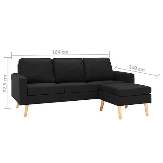3-osobowa czarna sofa z podnóżkiem - Eroa 4Q Elior One Size Edinos.pl