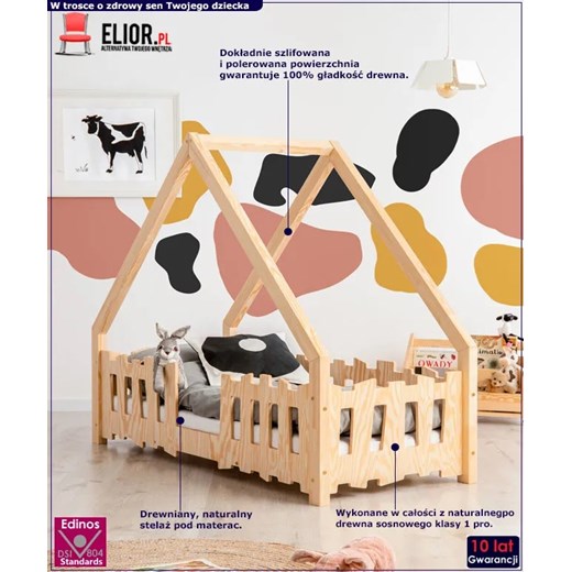 Drewniane łóżko dziecięce w formie domku 12 rozmiarów - Tiffi 4X Elior One Size Edinos.pl