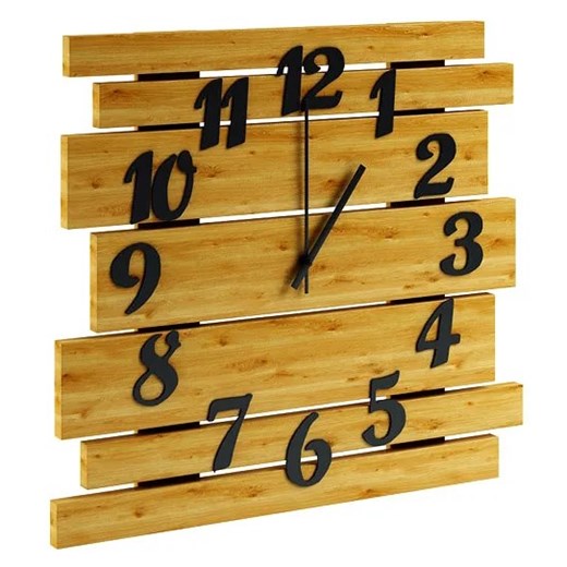 Drewniany zegar ścienny w kolorze dębu - Samar ze sklepu Edinos.pl w kategorii Zegary - zdjęcie 172204908