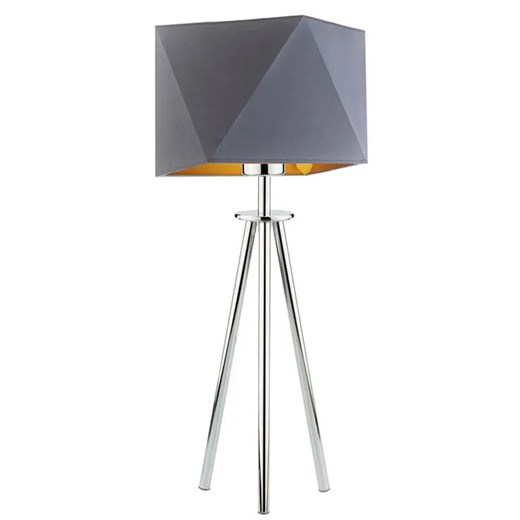 Mała lampka z abażurem na chromowanym stelażu - G0-H77 ze sklepu Edinos.pl w kategorii Lampy podłogowe - zdjęcie 172205258