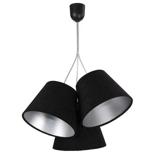Czarno-srebrna welurowa lampa wisząca stożki - EXX69-Novida ze sklepu Edinos.pl w kategorii Lampy wiszące - zdjęcie 172206256
