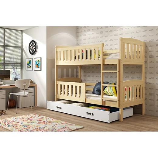 Piętrowe łóżko dla dzieci z białą szufladą 90x200 - Celinda 3X Elior One Size Edinos.pl