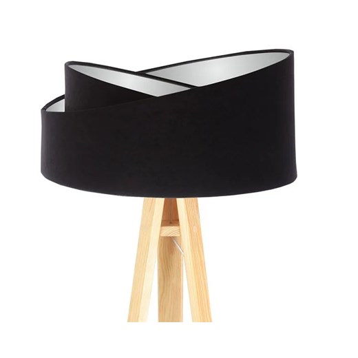 Czarno-sosnowa asymetryczna lampa stojąca trójnóg - EXX252-Diora Lumes One Size Edinos.pl