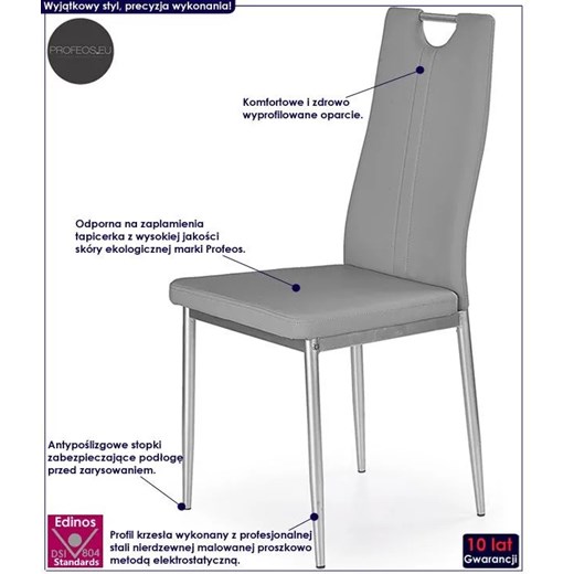 Krzesło tapicerowane Vulpin - popielate Profeos One Size Edinos.pl