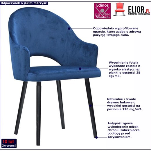 Niebieski fotel tapicerowany Jorti 2X - 68 kolorów Elior One Size Edinos.pl
