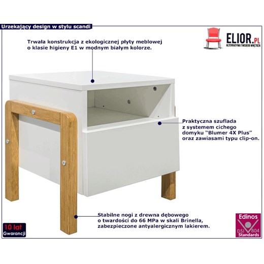 Biała szafka nocna dla dzieci - Benny 2S Elior One Size Edinos.pl