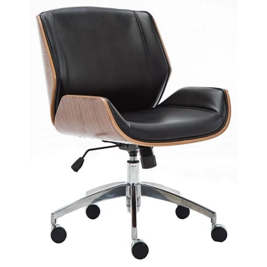 Czarny skórzany fotel obrotowy do biurka - Teslo 2X ze sklepu Edinos.pl w kategorii Krzesła biurowe - zdjęcie 172207575