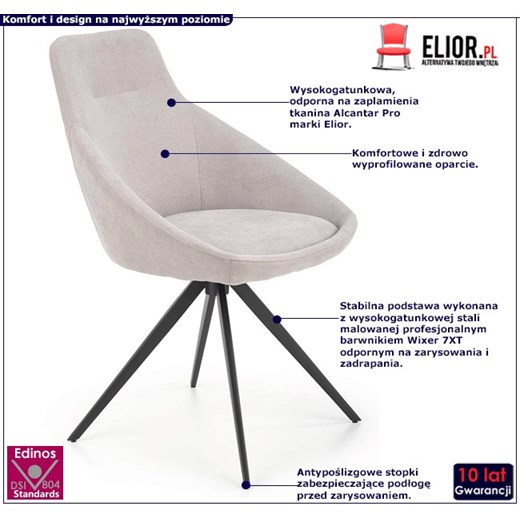 Szare tapicerowane tkaniną krzesło - Bondi Elior One Size Edinos.pl