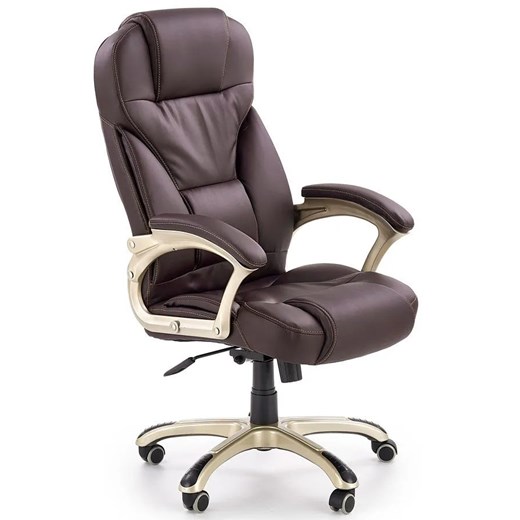 Brązowy skórzany fotel obrotowy - Tucker ze sklepu Edinos.pl w kategorii Krzesła biurowe - zdjęcie 172208058