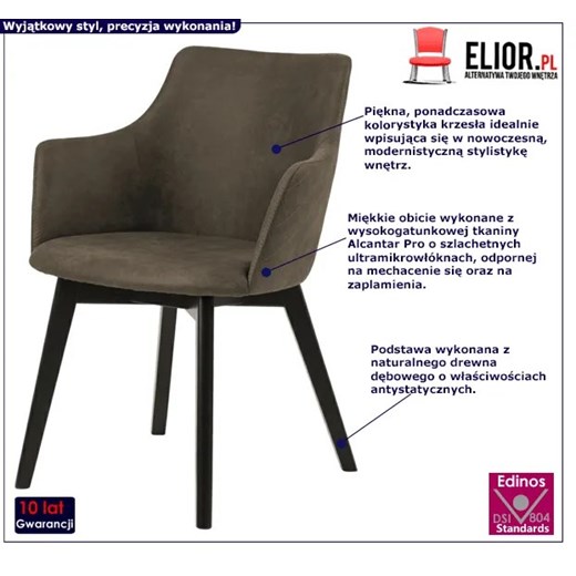 Oliwkowe krzesło tapicerowane - Elenor Elior One Size wyprzedaż Edinos.pl