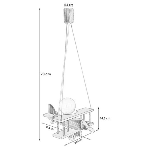 Niebiesko-zielona dziecięca lampa wisząca samolot - S199-Frela Lumes One Size Edinos.pl