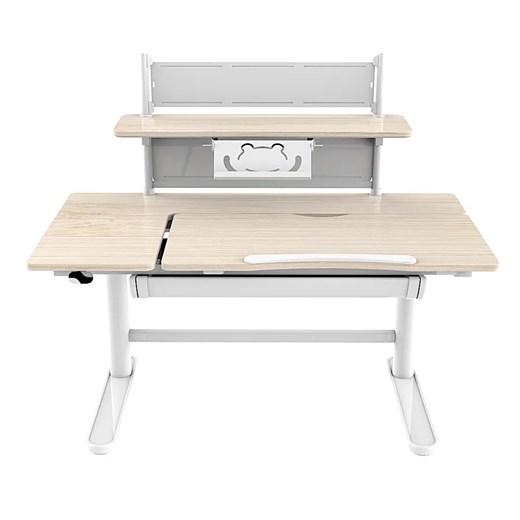 Białe biurko szkolne elektryczne z nadstawką - Tobiso 3X ze sklepu Edinos.pl w kategorii Biurka dziecięce - zdjęcie 172208938