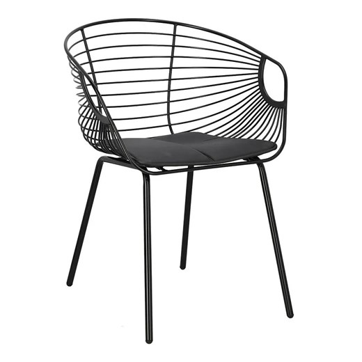 Czarne krzesło z poduszką - Rotaro ze sklepu Edinos.pl w kategorii Krzesła - zdjęcie 172209169