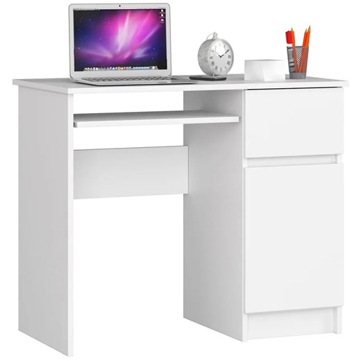 Białe biurko klasyczne 90 cm z półkami i szufladą - Strit 4X Elior One Size Edinos.pl