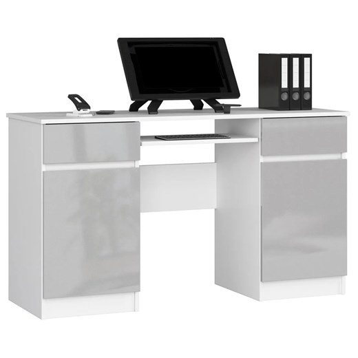 Komputerowe biurko biały + metalik polysk - Ipolis 3X Elior One Size Edinos.pl
