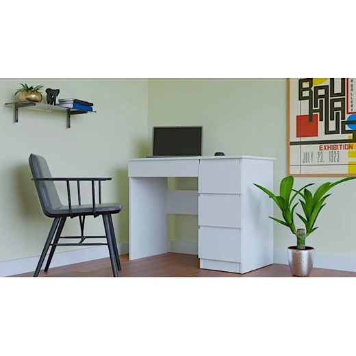 Białe biurko proste klasyczne komputerowe 100 cm - Oraso 4X Elior One Size Edinos.pl