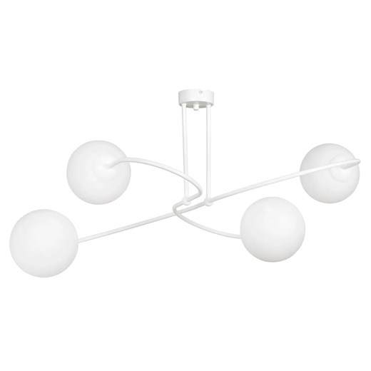 Biała lampa sufitowa z mlecznymi kloszami - 4X D100 E4-K93 ze sklepu Edinos.pl w kategorii Lampy wiszące - zdjęcie 172209598