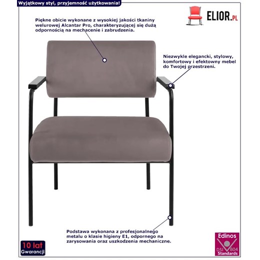 Welurowy fotel różowy - Telafo Elior One Size Edinos.pl