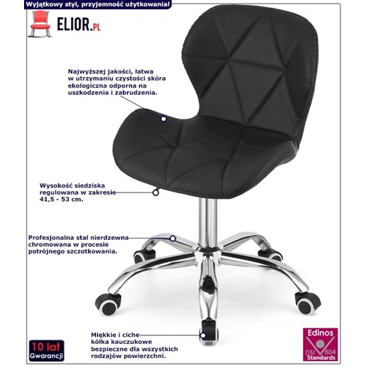 Czarny pikowany fotel obrotowy - Renes 3X Elior One Size Edinos.pl