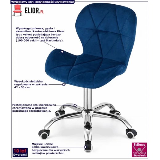 Granatowy pikowany fotel obrotowy - Renes 4X Elior One Size Edinos.pl