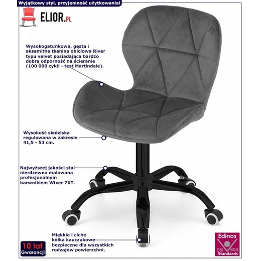 Szare obrotowe krzesło biurowe - Renes 5X Elior One Size Edinos.pl