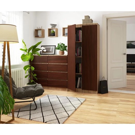 Zamykany regał biurowy dąb sonoma + wenge - Ornaro Elior One Size Edinos.pl